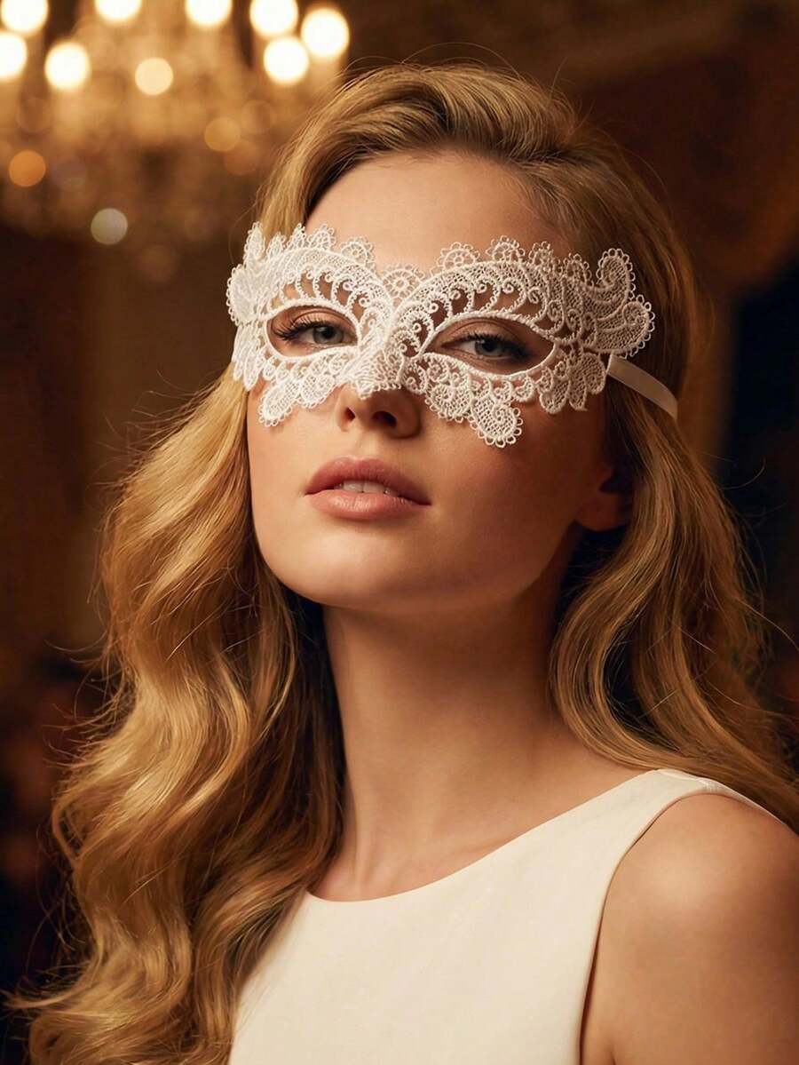 1/3/5/10 Pieces Women's Lace Masquerade Mask, Sexy Vintage Style, Cut-Out Floral Pattern Half-Face Mask With Ribbons, Suitable For All Seasons, Valentine's Day Costume - A - View 1