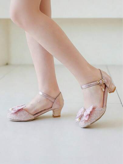 1 đôi giày cao gót công chúa mùa hè kiểu Châu Âu và Mỹ mới dành cho trẻ em, thích hợp cho đi học, mặc hàng ngày, biểu diễn, ở nhà, hoạt động thường ngày và ngoài trời.