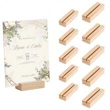 10/20Pcs Wooden Card Holder Wooden Photo Card Stand Display Shelf For Wedding Reception Home Party Decoration - 6.5*3*1.5cm - View 2