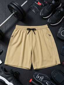 Pantalones cortos de verano para hombres, hechos de tela a prueba de balas sin ataduras, cómodos y transpirables, adecuados para correr, baloncesto, fútbol y uso casual en la playa. - Caqui - Ver 8