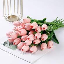 30 cành hoa tulip nhân tạo, hoa tulip giả dùng cho bó hoa cưới và trang trí nhà cửa. - Hồng - Xem 3