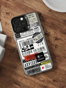 1个适用于苹果13/14 Pro Max/11的透明黑色IMD材质手机壳，带摄像头开孔和个性化标签图案，防水、防震、防摔、防刮花 - 白色 - 查看 6