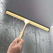 1pc Gold Bathroom Squeegee, Shower Scraper Brush, Mirror Squeegee, Window Scraper, Cleaning Tool, Convenient & Practical With Hook, Bathroom Cleaning Accessory, Essential Cleaning Tool For Autumn/Winter - Multicolor - View 7