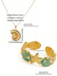 VceTd 一套海洋度假风格首饰套装，采用海洋元素设计，不锈钢材质，适合女性海滩度假、日常生活或通勤佩戴，也可作为节日礼物赠送给亲朋好友。 - 金黃色 - 查看 11