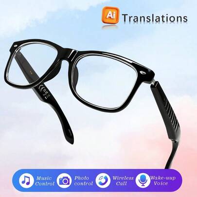 Nuevas gafas inteligentes de traducción de idiomas de inteligencia artificial, con micrófono incorporado, altavoces estéreo duales, control de música y llamadas inalámbricas, control de cámara, conversación por voz, asistente de voz de IA, gafas de audio