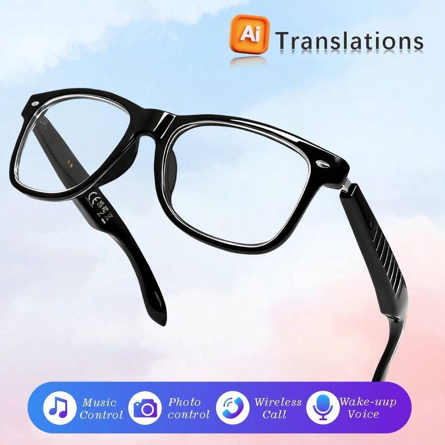 Nuevas gafas inteligentes de traducción de idiomas de inteligencia artificial, con micrófono incorporado, altavoces estéreo duales, control de música y llamadas inalámbricas, control de cámara, conversación por voz, asistente de voz de IA, gafas de audio - Ver 1