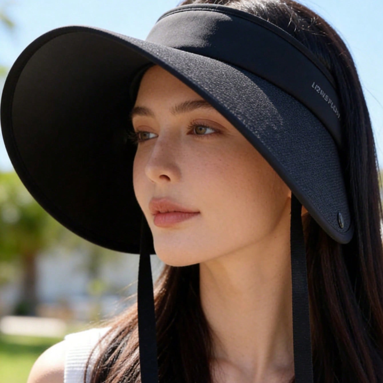Pieza Sombrero de sol con ala ajustable y solapa para el cuello para mujeres, protección UPF50+ contra los rayos UV, ala ancha para cobertura total,