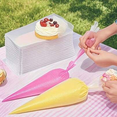 20/50/100/200个装一次性三角裱花袋 - 用于蛋糕装饰、饼干、纸杯蛋糕和DIY甜点，厨房和餐饮必备品