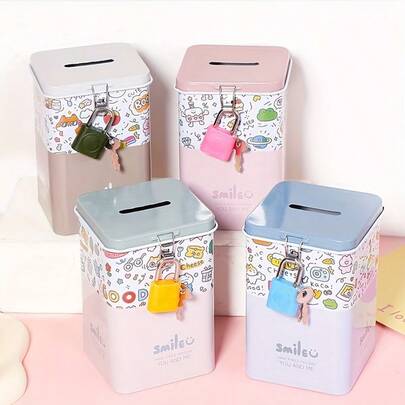 1 adet Minimalist Sevimli Çizgi Film Tarzı Kumbara, Ev Dekorasyonu, Yüksek Kaliteli Kumbara, Para Kutusu, Fabrikadan Direkt Tedarik (Rastgele Renkler ve Stiller)