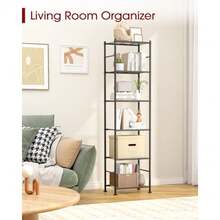 6-Tier Metal Storage Shelves - Slim Shelf Organizer with Reinforced Side Bars Spacious Storage for Kitchen Bathroom and Laundry Room Organization 18.2" x 12.5" x 70.1" Black - Negro - Ver 4