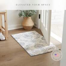 Maples Rugs - Alfombras de Damasco floreciente Fabricadas en Estados Unidos Lavable Antideslizante para Interiores para Entrada vestíbulo Cocina y baño 1 pies 8 x 2 pies 10 Gris/Azul - Rectangular de 210 x 16 - Ver 4