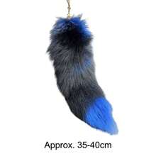 Huge Fluffy Faux Therian Fox Tail Fur Key Chain Keychain Pendant Gift For Women Girl - Silver Fox - View 7