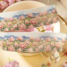 1 Roll Washi Tape, Floral Series Pastoral Style Hand-Painted Illustrations Of Plants And Flowers, Refreshing Natural Landscape Flowers Like Tulips/Sunflowers/Daisies/Roses, Suitable For Scrapbooking, Albums, Notebooks, DIY Decoration, Student Stationery Supplies, Back To School Essential - 1rolii - View 10