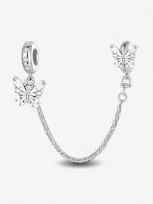 1pc 925 Sterling Silver Multi-Color Decorative Safety Chain, Suitable For DIY Bracelet Jewelry For Women - Silver - View 22