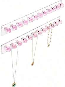 Necklace Holder Pink, Acrylic Necklace Hanger Wall Mount, Hanging Necklace Organizer, Jewelry Hooks For Necklaces, Bracelets, Chains - 彩色 - 查看 4