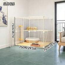 Lồng mèo 2 tầng có thang leo, ngăn đựng khay vệ sinh, nhà mèo có thể kết nối, thích hợp cho mèo con và thú cưng nhỏ. - Nhiều màu - Xem 3