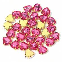 30pcs/Pack Stainless Steel Gold Base Acrylic Peach Heart-Shaped Four-Hole Claw Rhinestones, Fashion Elegant Gift Accessories, Suitable For Bags, Bracelets, Hair Accessories, DIY Jewelry Making Fasteners - Four-hole Claw Drill - View 17