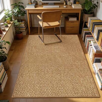 1pc Camel Color Faux Jute Office Area Carpet, Study Room Carpet, Atmosphere Carpet, Multiple Sizes Available, Housewarming Gift, Holiday Gift, Suitable For Foyer, Living Room, Dining Room, Bedroom, Bathroom, Study, Laundry Room, Balcony, Tea Room, Window Sill, Tatami, Simple And Generous, , All Season, Washable, Anti-Slip, Suitable For Bedroom Carpet, Kitchen Carpet, Study Carpet, Living Room Carpet, Bathroom Carpet, Dining Room Carpet, Bedside Carpet, Tea Table Mat, Room Decor, Home Decor