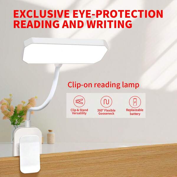 Battery-Powered Adjustable 3-Color Desk Lamp, Eye-Caring Study/Work Lamp For Living Room, Bedroom, Office, Dorm, Smart Reading Light, Mini Table Lamp, More Convenient And