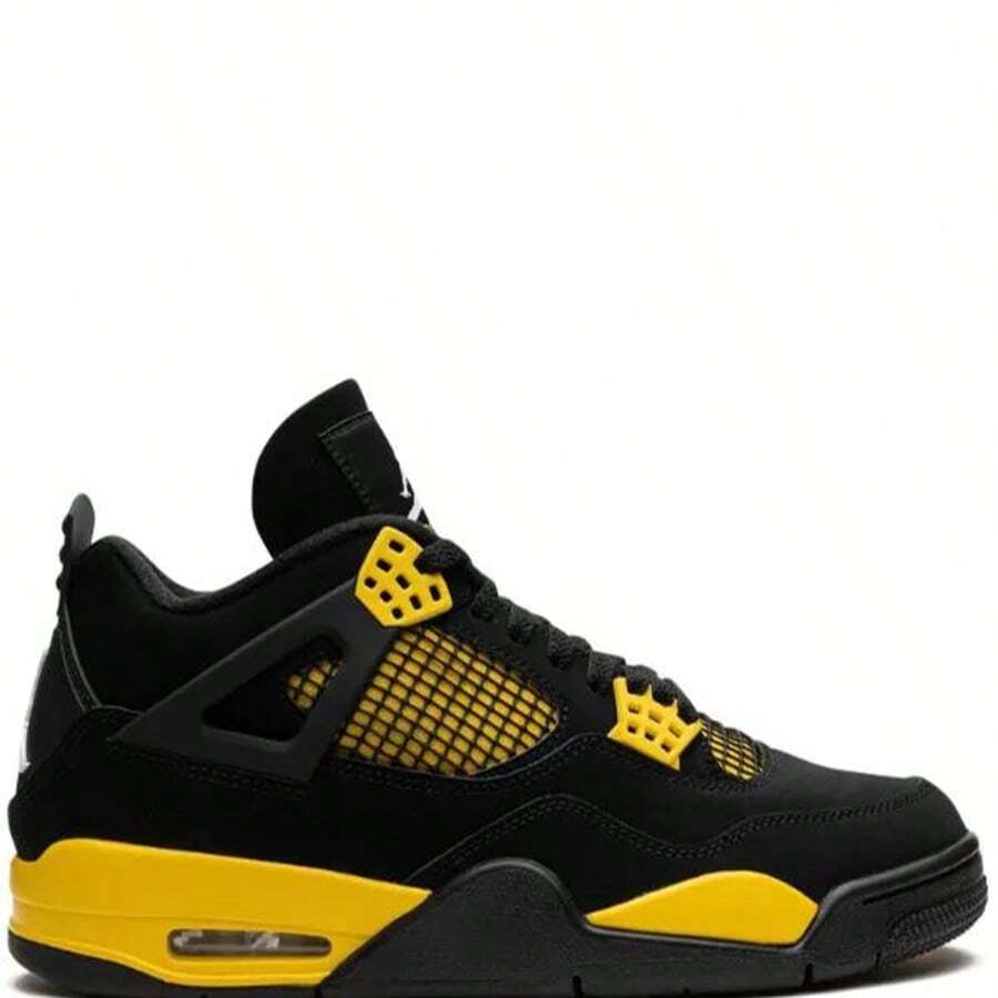 Nike Air Jordan 4 Retro Sneakers - Authentic Iconic Basketball Shoes | Viral 2026 Men's High-End Retro Streetwear | Premium Leather & Mesh Performance Trainers | Classic Air Cushioning & Support Wings | Legendary Designer Athletic Footwear - Thunder (2023) - 查看 1