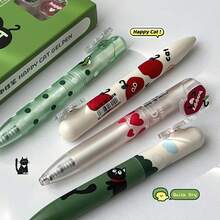4盒快乐猫造型圆珠笔，0.5毫米速干黑色墨水，磁性旋转创意书写笔，办公用品 - 套 - 查看 10