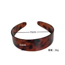 1pc French Classic Fashion Wide Acetate Amber Leopard Print Hairband Non-Slip Toothed Headband Plain Glossy Thickened Not Tight On Hair Women's Hair Accessories - Multicolor - View 5