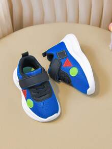 1 Pair Children's Blue Mesh Hook And Loop Sports Shoes, Easy To Wear And Versatile - Blue - View 7