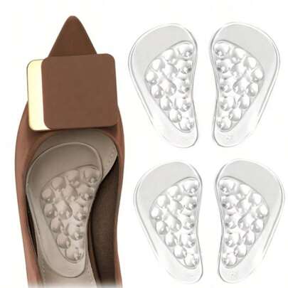 QKC 1 par de nuevos soportes de arco con estampado de lunares, cojines de soporte de arco del pie de media talla para verano, unisex, cómodos masajeadores con autoadhesivo