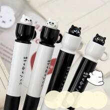 1pc/Set Cat-Themed Twist-Out Ballpoint Pen, 0.5mm Quick-Drying Black Ink, Stress Relief Rotating Mechanism, Silicone Grip, Suitable For Office, School, Holidays - Multicolor - View 4