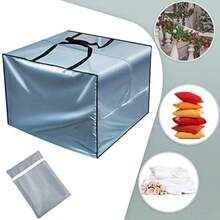 Patelai - 2 bolsas de cojín de 32 x 32 x 24 pulgadas para almacenamiento de patio al aire última intervensión impermeables bolsas de embalaje Oxford para mudanzas con asas de cierre para - Gris - Ver 3
