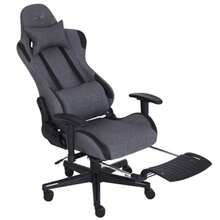 -GAMER-X- Silla Gamer Ergonómica Escritorio de Tela Transpirable con Reposapiés y Soporte Lumbar hasta 150kg Ideal para Gaming Oficina - Sillas Gamer Cómodas Ergonomicas descansapies Rosa - Gris - Ver 1