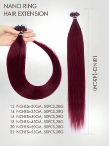 Nano Ring Hair Extensions, Real Human Hair, Pre-Bonded Cold Fusion Natural Nano Connector, Invisible Nano Ring Hair Pieces, 12-24 Inch Long Hair Extensions For Women, Daily, Party, Wedding Styling, Summer Style - S99J - View 8