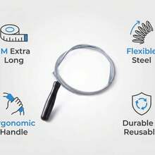 1支1米超软金属管道疏通器，强力疏通水槽、马桶、浴缸堵塞物，可重复使用人体工学手柄管道疏通器，适用于浴室厨房管道堵塞。 - 管道疏通器1Pc - 查看 5