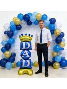 1/2pcs Large Father's Day Standing Base Aluminum Foil Balloon, Printed With "DAD", Suitable For Father's Day Decoration Balloons, Theme Party Decor, Holiday Decoration Balloons, Birthday Party Decor Balloons - Standing Father's Day - View 5