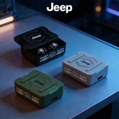  Jeep draadloze TWS-oordopjes met actieve ruisonderdrukking, in-ear hoofdtelefoon met krachtige bas, ultralange batterijduur, comfortabel draagcomfort, ondersteuning voor omgekeerd opladen, ruisonderdrukkende hoofdtelefoon met aanraakfunctie.
