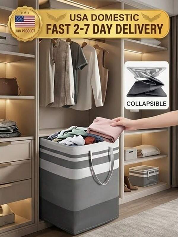 Large-Capacity  Laundry Hamper With Foldable Design And Reinforced Dual Handles For Easy Carrying Waterproof Laundry Basket  For Busy Families, College Students, And Apartment Dwellers Modern Striped Storage Bag  For Laundry Room, Bedroom, And