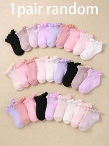 20/10 Pairs Soft Baby Socks, Ruffle Design, Candy Color, Girls Princess Socks, Ruffle Edge Design, Comfortable Elastic Daily Socks, Suitable For 0-36 Months, Suitable For Spring And Summer Seasons, Baby Socks, Girls Socks, Princess Socks, Ruffle Socks, Socks, Birthday Gift, Girls Gift, Back To School Gift Series - Multicolor - View 5