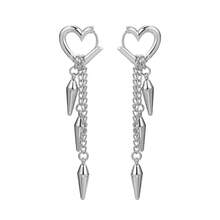1pc Gothic Punk Style Cone Pendant Earrings, Unisex Stainless Steel Hoop Earrings, Suitable For Daily Wear And Party - Silver - View 9