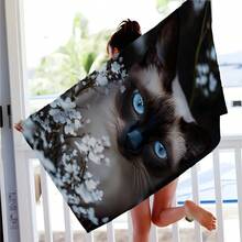 1pc Cat Print Beach Towel, Soft Comfortable Lightweight Beach Towel, Suitable For Travel, Swimming, Diving, Surfing, Yoga, Camping, Beach Accessories - SSTJ11863 - View 2