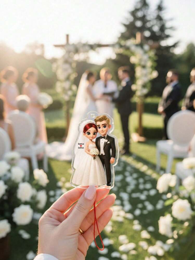 4件套个性化婚礼亚克力挂饰，新郎新娘卡通设计，浪漫情侣纪念品，订婚周年纪念礼物，新娘送礼会装饰，婚礼纪念挂饰，家居装饰，婚礼装饰，生日礼物，浴室装饰，父亲节礼物，客厅墙饰，毕业礼物，客厅家居装饰，卧室装饰，浴室配件，教师礼物，圣诞节装饰 - 多色 - 查看 2