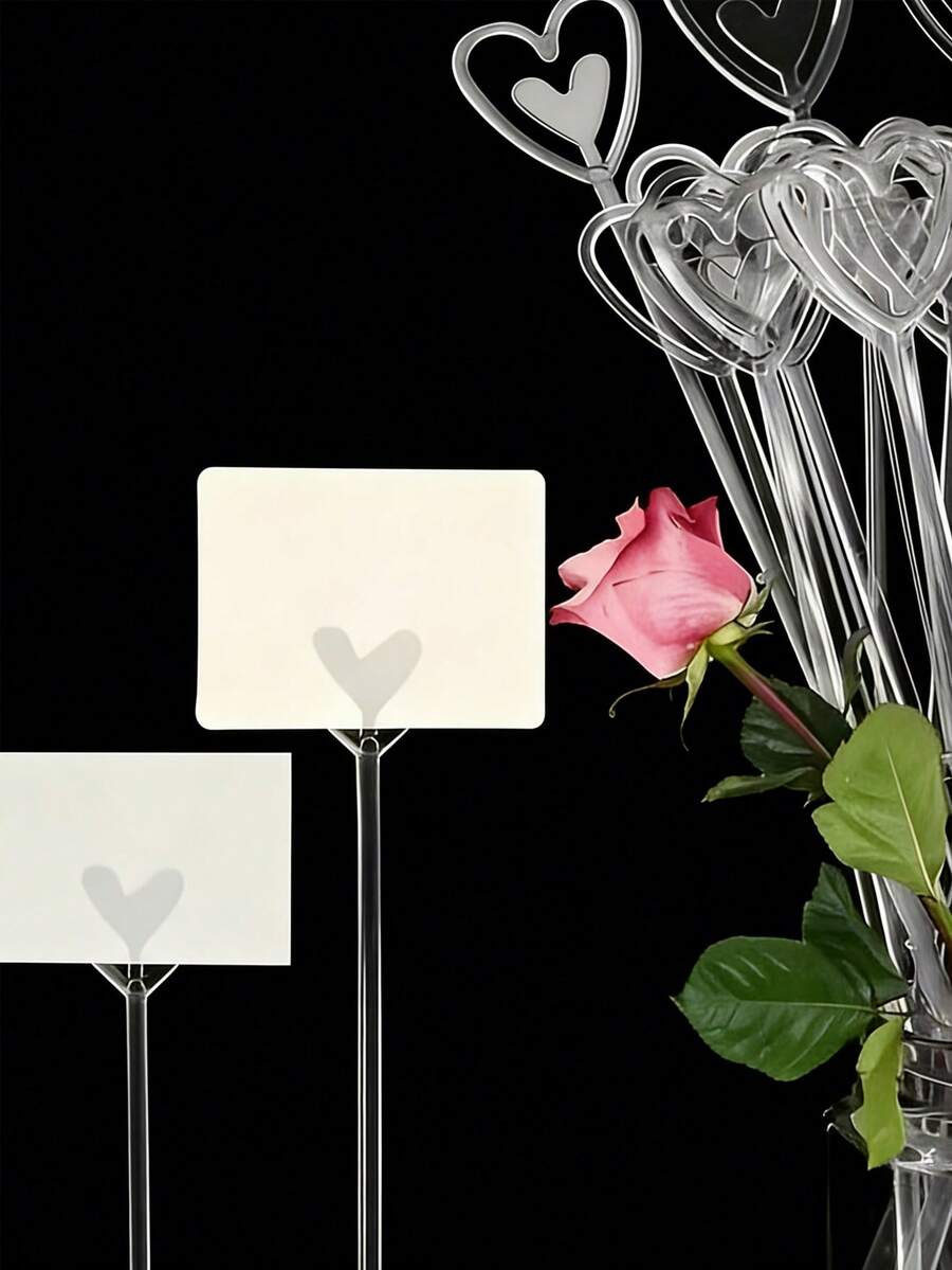 50 chiếc kẹp thiệp hình hoa trái tim - Chất liệu nhựa bền, đa chức năng, hoàn hảo cho đám cưới, Ngày Valentine, lễ đính hôn, tiệc cô dâu và các dịp khác. - Nhiều kiểu dáng - Xem 1