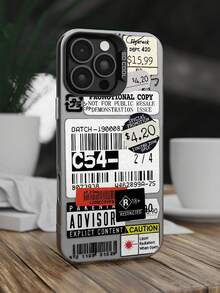 1个适用于苹果13/14 Pro Max/11的透明黑色IMD材质手机壳，带摄像头开孔和个性化标签图案，防水、防震、防摔、防刮花 - 白色 - 查看 2