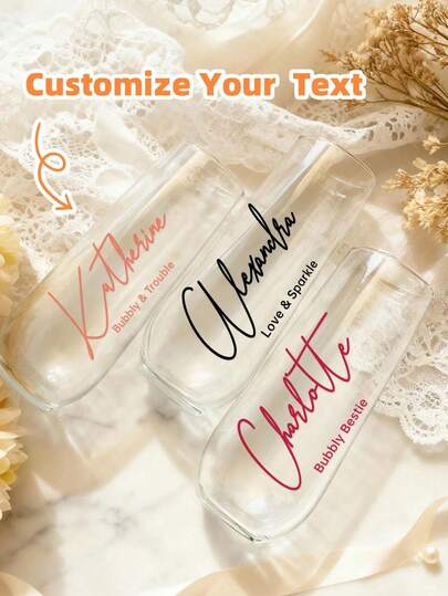 1-8pcs Customizable Name Labels/Stickers, Personalized Stickers, Name Tags, Date Stickers, DIY Gifts, Handwritten Fonts, Wedding Stickers, Gift Stickers. Customizable Holographic Name Stickers, Suitable For Water Bottles, Holiday Calendars, Etc.