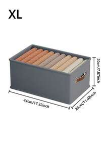 1/2个灰色布艺可折叠抽屉收纳盒，牛津布衣物整理箱，家用衣柜牛仔裤毛衣收纳盒（无隔板） - 灰色 - 查看 6