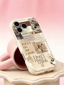 田园风拼贴手机壳 – 复古纸张和花卉贴纸设计，搭配励志语录 – 3D浮雕花朵和柔软的奶油色TPU材质 – 非常适合日记爱好者、送礼佳品和日常正能量之选，国际版，非国内版 - 彩色 - 查看 5