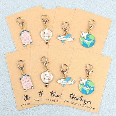 4 Stücke/8 Stücke Reise-Serie Schlüsselanhänger mit "Danke" Karten - bringen Kraft und Glück, perfekte lässige Accessoires, strapazierfähige und modische Schlüsselanhänger mit einzigartigen Designs, ideal für Schlüssel, Geldbörsen, Taschen, Neuheiten-Schlüsselanhänger, süße Accessoires, Geburtstag, Reise-Souvenirs, Jahrestag, Familienfeiern, einzigartige kreative Geschenke