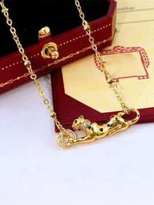 1pc S925 Sterling Silver Unique Fashionable Luxury Cheetah Pendant Necklace For Women, Personalized European And American Versatile Delicate Small Leopard Clavicle Chain, Sweater Chain - Animal - View 8