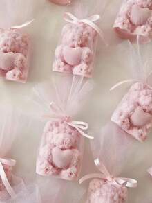 Nến thơm hình trái tim, Nến hình gấu dễ thương, Bao bì lưới, Quà tặng đám cưới, Quà tặng phù dâu, Nến thơm trang trí nhà cửa - Nhiều màu - Xem 4