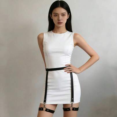 1pc European And American Fashion Leg Strap Belt, Punk Personalized Waist Belt Suspender Integrated Thigh Strap, Clothing Accessory, Suitable For Performances, Parties And Daily Wear