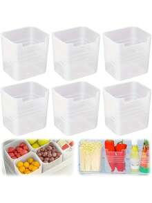 5pcs Transparent Refrigerator Storage Boxes With Easy-Grip Handles, Space-Saving Kitchen Organizers, Modern Food Categorization Containers Suitable For Fridge Doors And Countertops, Food Contact - White - View 5